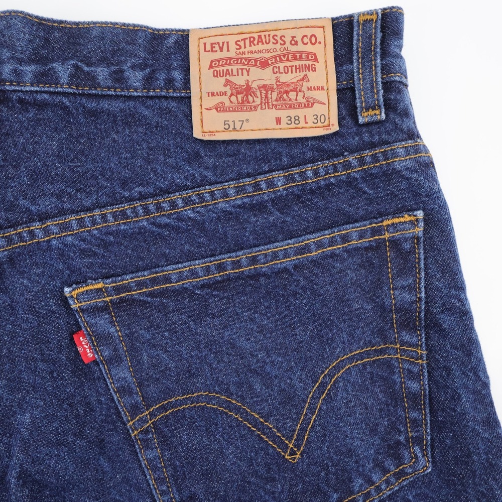 Vintage Levi 517 Boot Cut Jeans Dark Indigo Blue Mens 38x30 (measures 29")